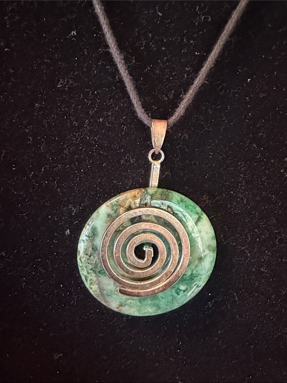 Handmade Green Spiral Stone Pendant Necklace - Chrysocolla stone?